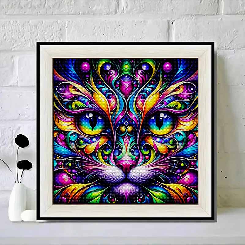 New Arrival 5D DIY Full Circle Diamond Painting "Colorful Cat" Embroidery Cross Stitch Home Decor Gift