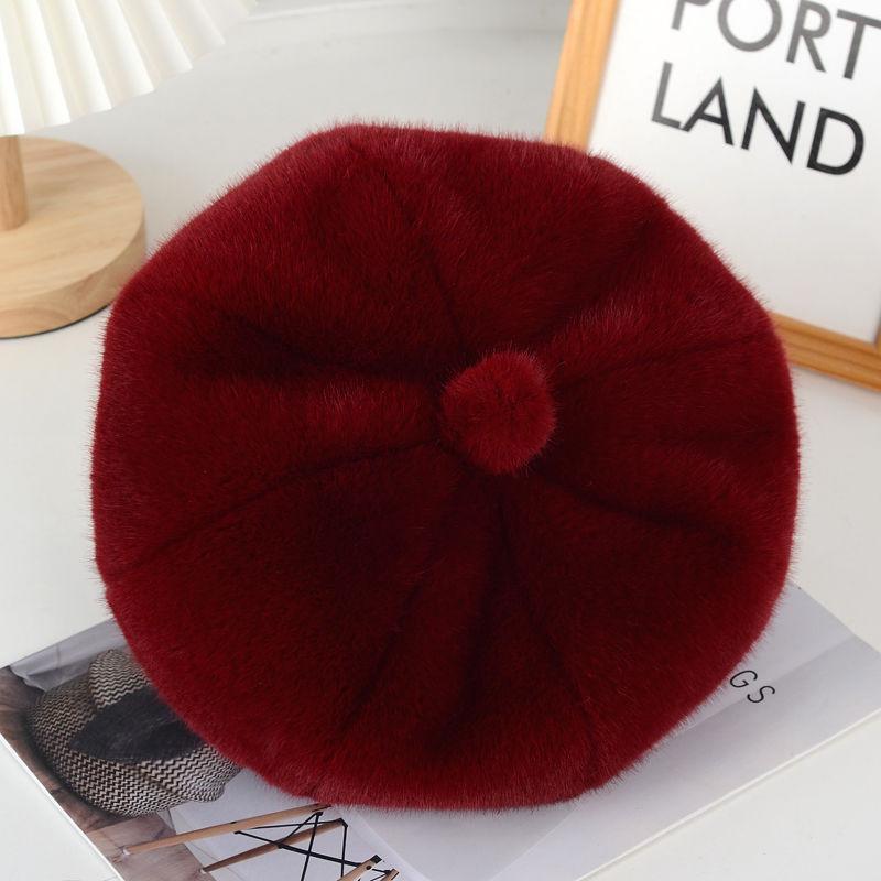 

Новый осенне-зимний берет в иностранном стиле, имитация норки, тыква, женская шляпа, утолщенная, модная, универсальная, зимняя, теплая one size 56-62cm