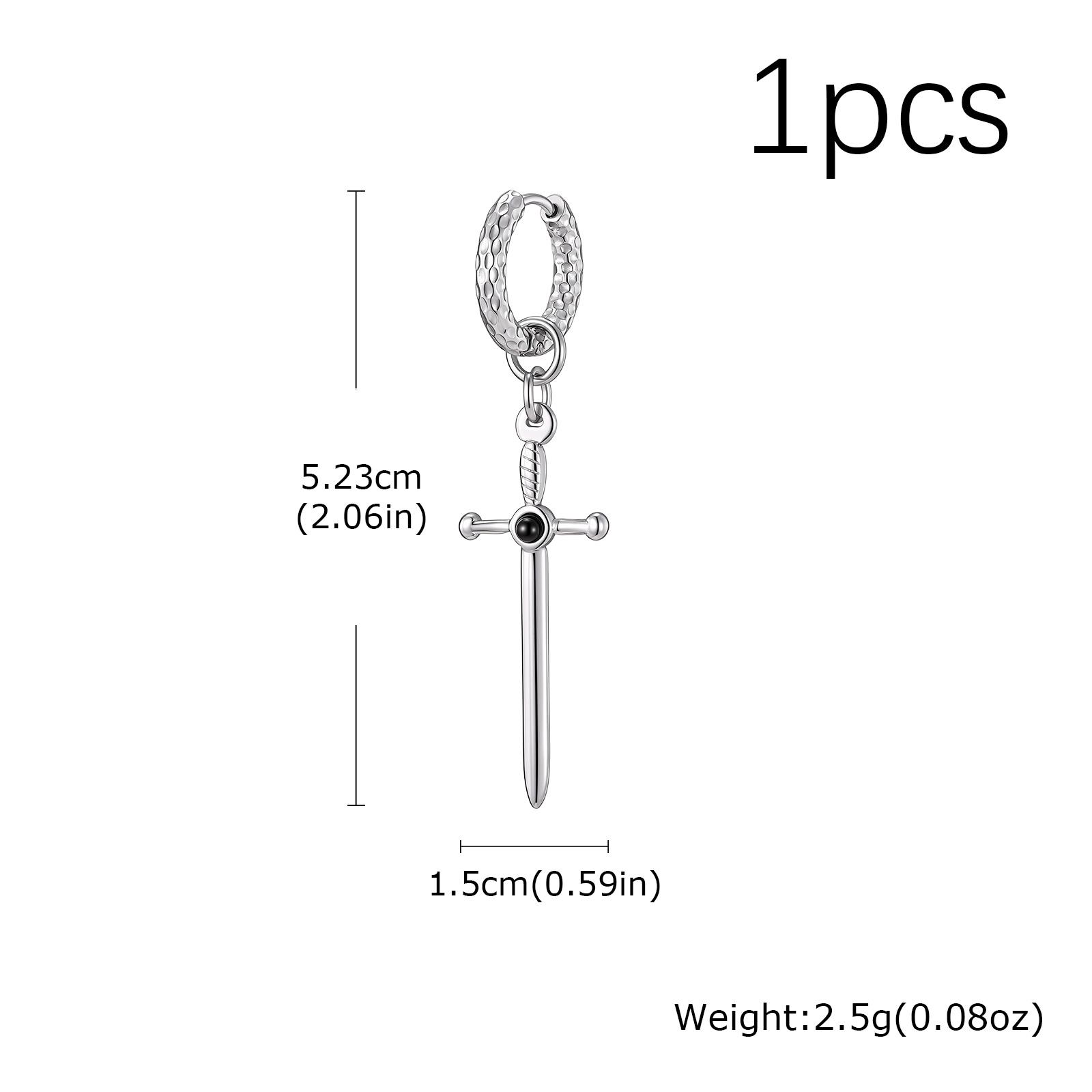 

Unique Gothic Hip Hop Sword Pendant Earrings Inlaid Natural Stone Stainless Steel Dangle Earrings for Men Punk Fashion Jewelry