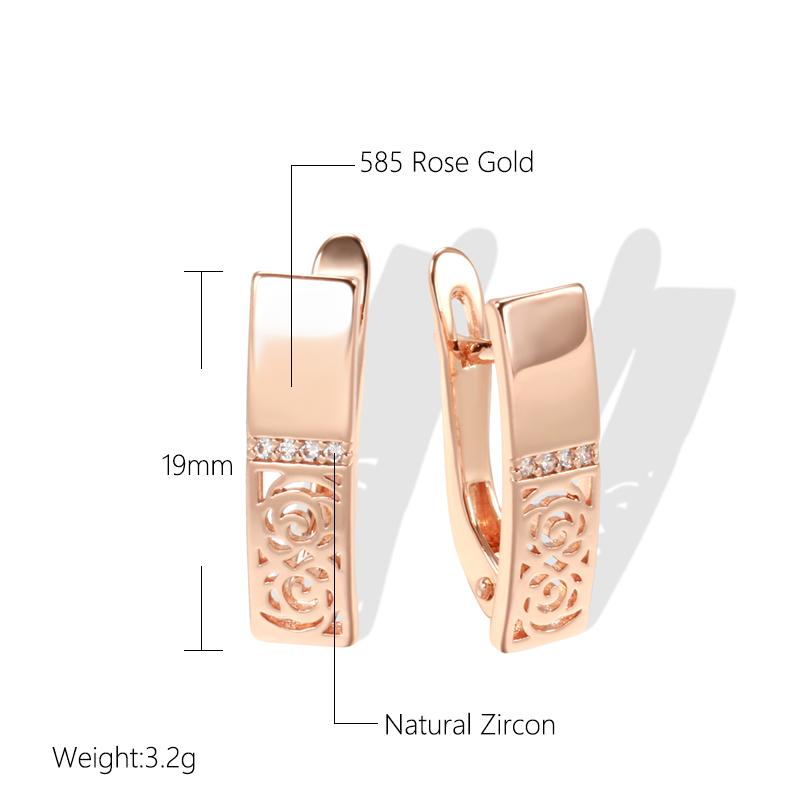 New Trend Hollow Flower Drop Earrings For Women  Rose Gold Glossy Natural Zircon Fashion Jewelry Women Earrings