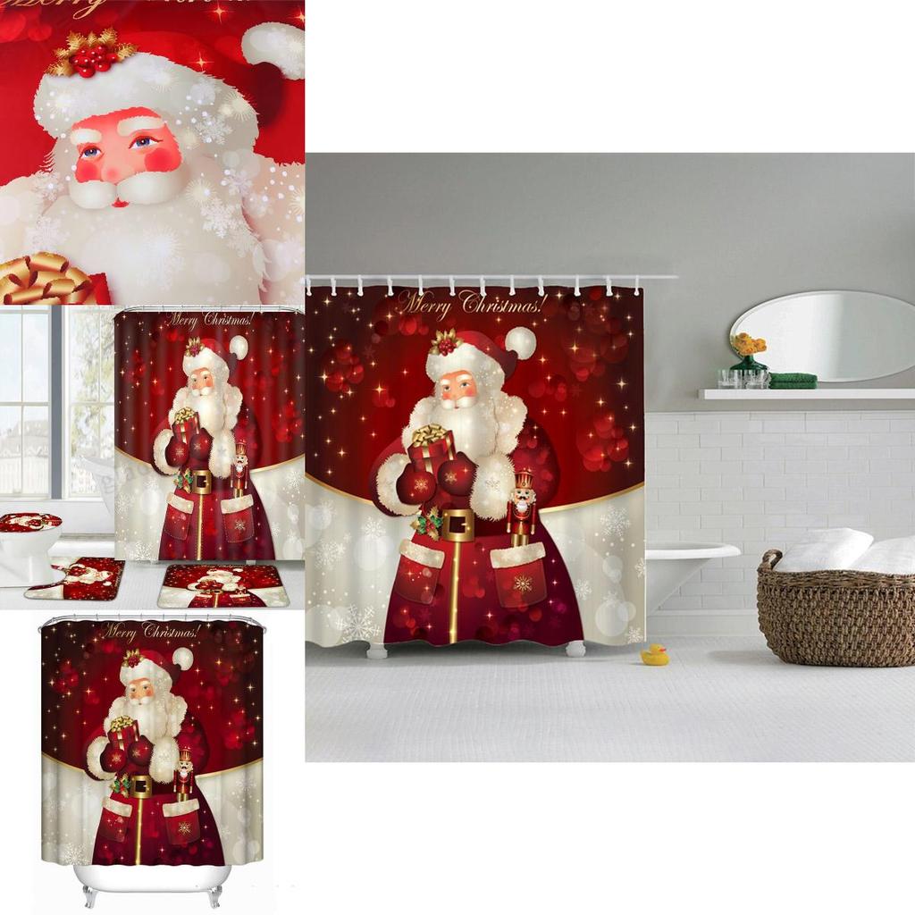 1 st Jul Duschdraperi Med Premiumkvalitet Vattentätt Jultomtemönster