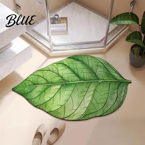Green Leaf Floor to Clean Irregular Shaped 3D Rug Mat Realistic Anti Easy Slip Doormat