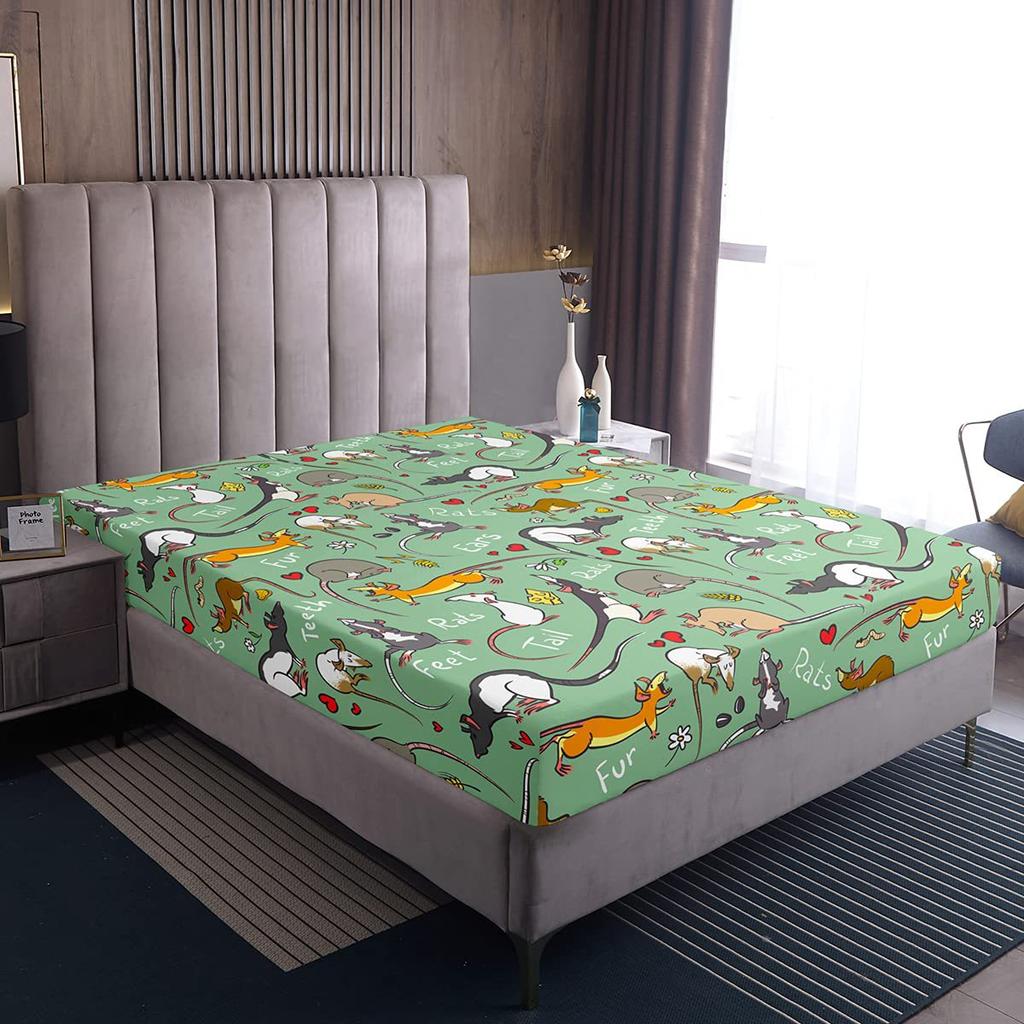 Rat Rodent Pattern Bed Hat Four-Piece Bedding Set Bedroom Dormitory Bedding Decoration