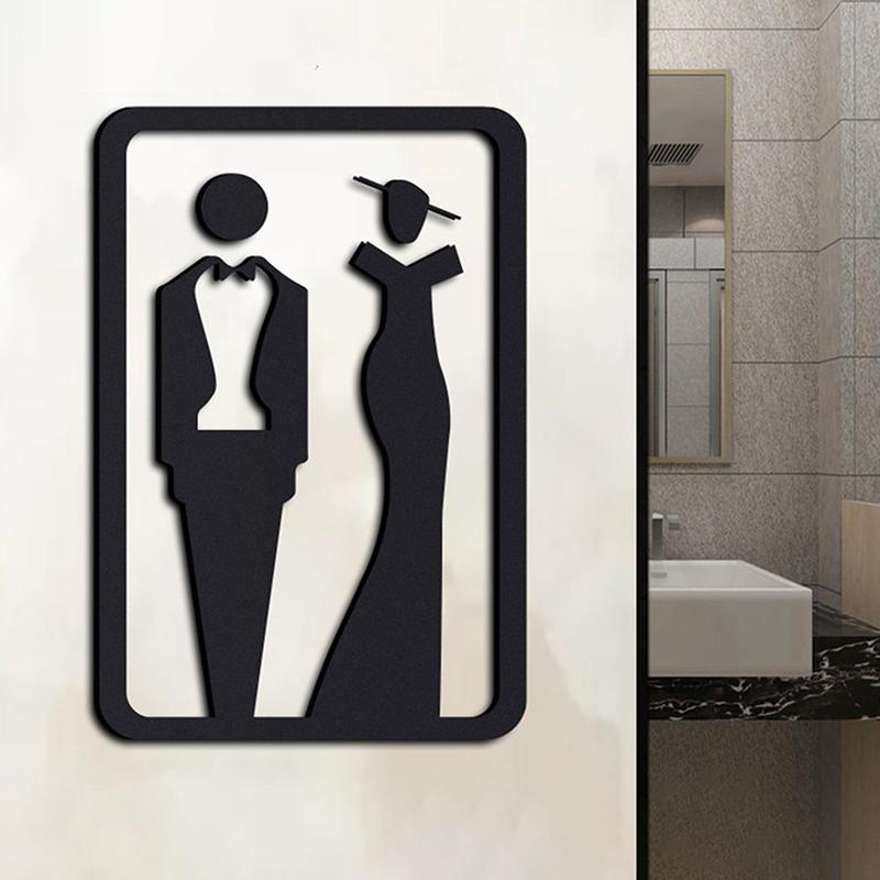 Acrylic Simple 3D Women Men Toilet Sign Plate Wash Room Wall Label Sticker For Shopping Mall Wc Decor