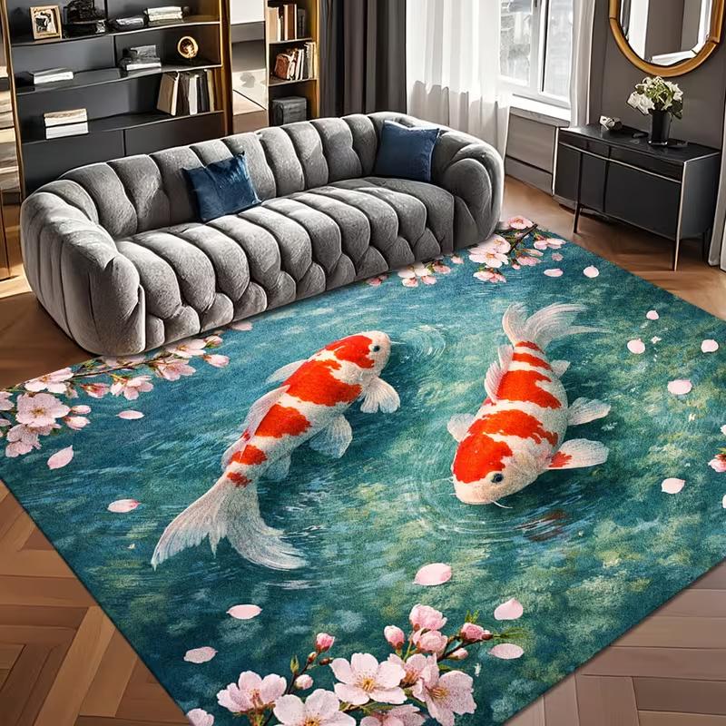 Optical Illusion Rock Pool Blue Water Area Rug Anti Slip Floor Carpet Nature Lake Print Living Room Bedroom Indoor Floor Mat