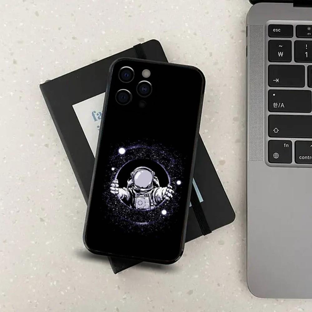 Space Astronaut Cartoon Phone Case For Apple iPhone 15,14,13,12,11,Pro,X,XS,Max,XR,Plus,Mini Soft Black Cover