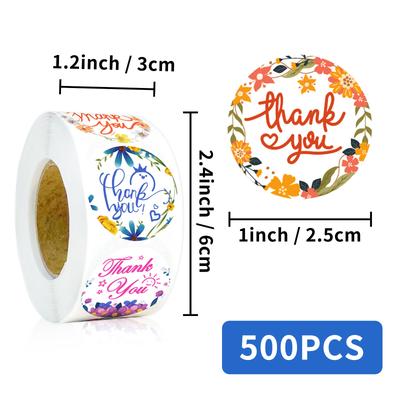 500 Sheets/Roll English Expression Thank You Sticker Roll Roll Sticker Material Hand Book Seal Roll Seal