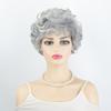 Wig European and American new women's short curly hair, middle-aged and elderly grandma gray curly hair wig cover rose net spot