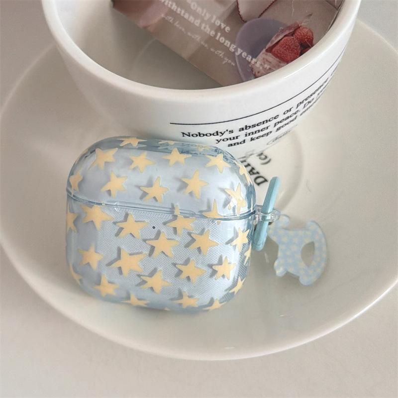 Transparent blue full screen yellow star AirpodsPro1 earphone case for Apple 1/1/1 generation wireless Bluetooth case