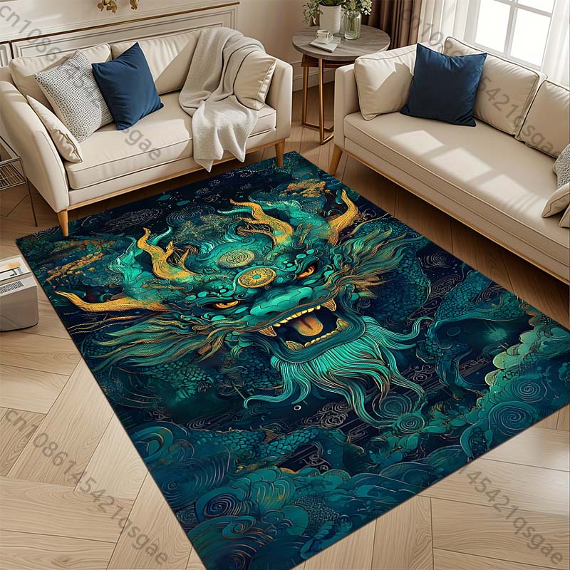 3D HD Printing Mysterious Oriental Dragon Theme Carpet Living Room Bedroom Sofa Office Large Area Mat Home Decor Rug Magic Gift