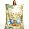 Custom Peter Rabbit Garden Fleece Blanket Personalized Name Text Bunny Vegetable Print Throw Soft Warm All Season Bedding Gift