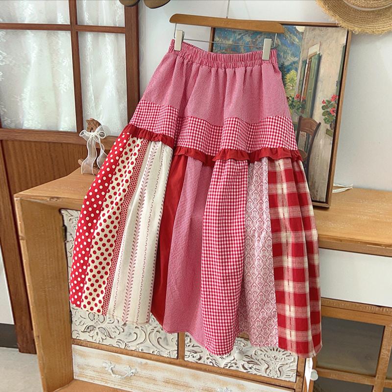 

ZANZEA Женские летние повседневные юбки с эластичной талией, свободного кроя, с принтом в клетку 3XL красный