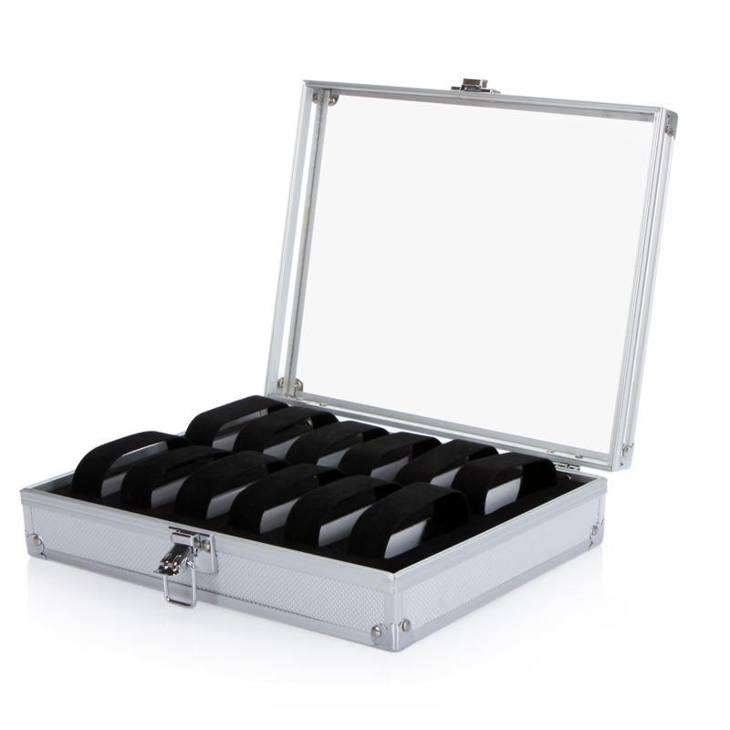 Aluminum Watch Storage Box with Lock - 6/10/12/24 Slots, Drop-Proof Design