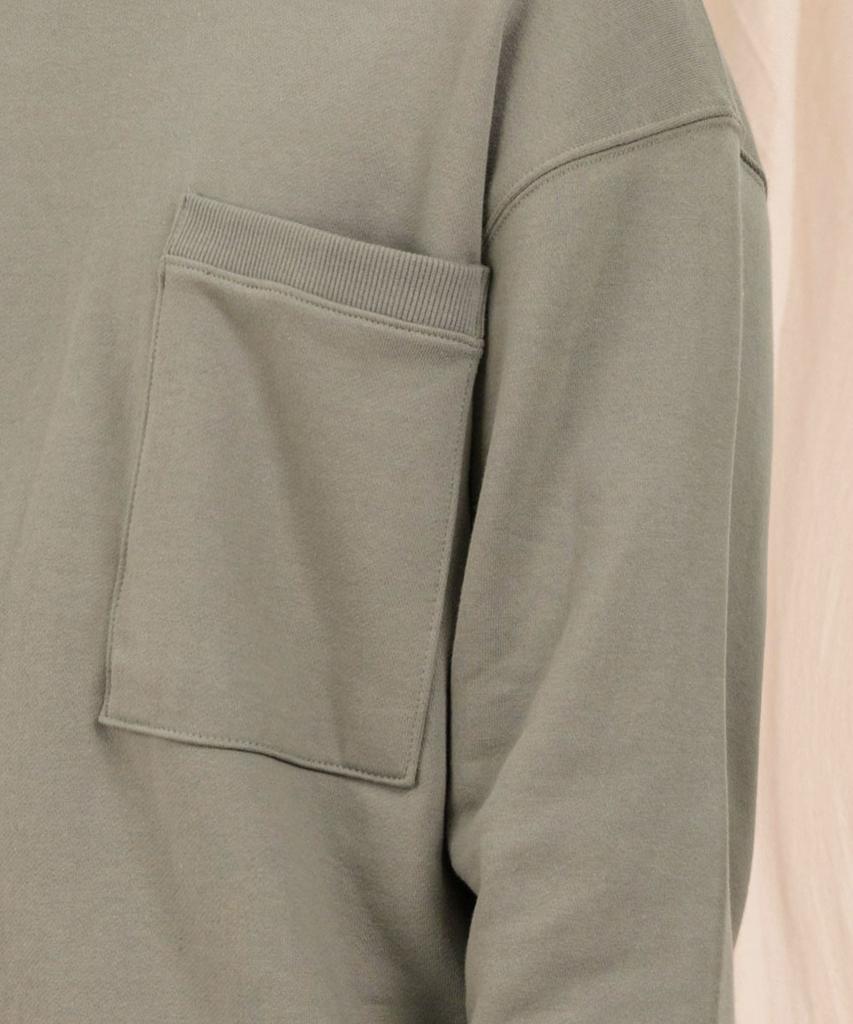 Ellamo Terry Basic Plain Pocket Oversized Sweatshirt [Green]
