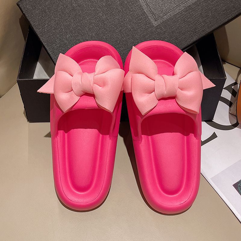 Fashion Cute bow slippers for women summer wear ins trendy beach fairy style high-end thick-soled sandals