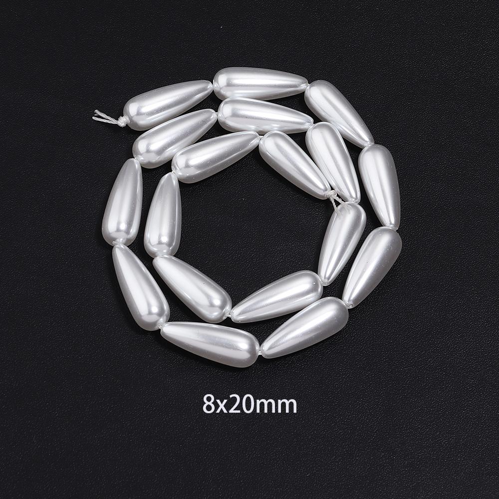 1 Strand Multisize Water Drop Shape Pearl Beads White Loose Spacer Glass Beads For DIY Charms Bracelet Necklace Jewery Accessory