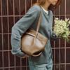 New LA FESTIN Top Grain Cow Leather Handbag, Shoulder Bag, Underarm Tote Large Women's Cardamom Brown/Coconut/Raven Black 622381