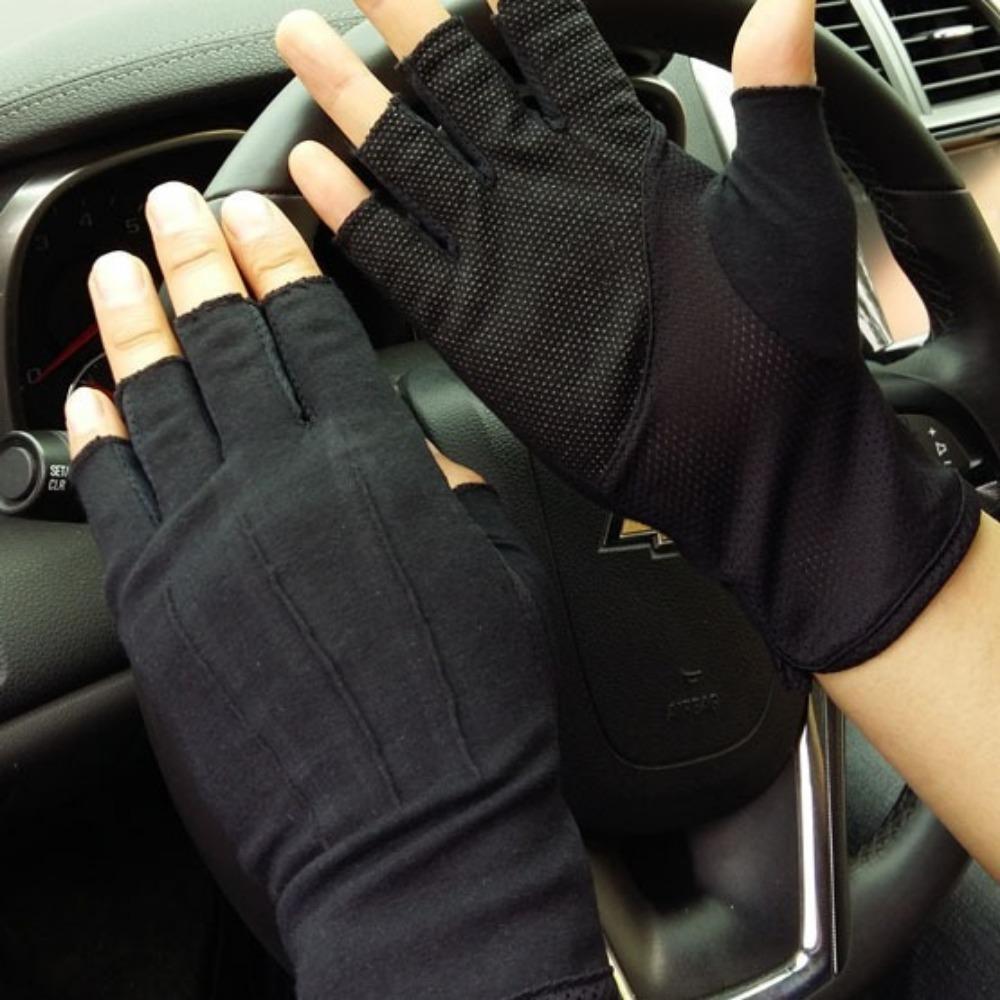 

Driving sunscreen gloves men s thin half-finger cotton gloves one size fits all сірий колір