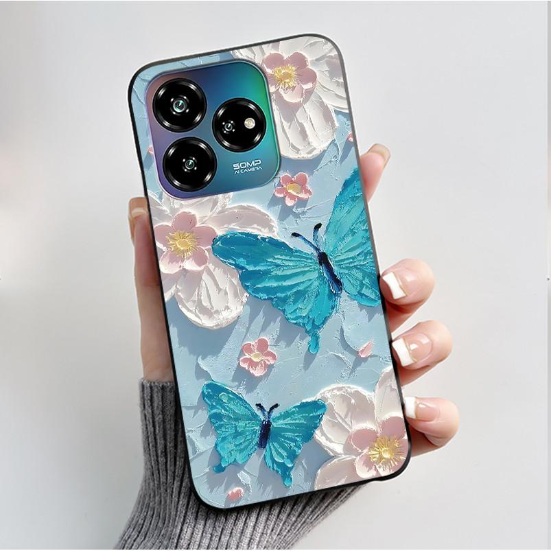 Case For ZTE Blade V60 Design 4G/Blade V60 Vita/Nubia V60 Design/Axon 60 Lite Soft Silicone Black Cover Cute Flower Cartoon Case