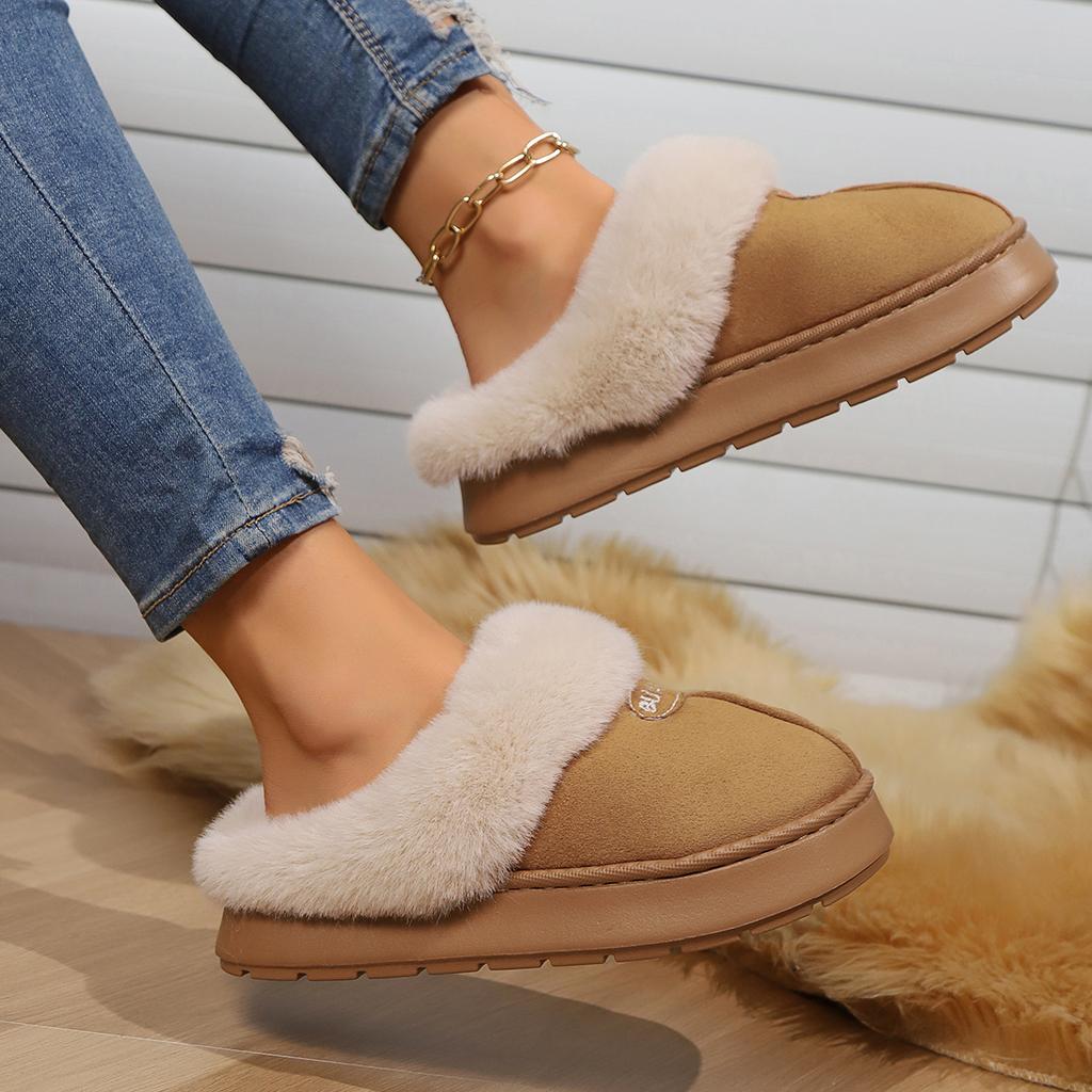 Ladies, Home, Cotton Slippers, Warm Shoes, Thick Shoes, Couple Shoes, Half Pack Heels, Casual Shoes