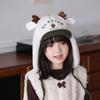 Winter Kids Cartoon Deer Plush Hat With Windproof Ear Flap For Outdoor Warmth