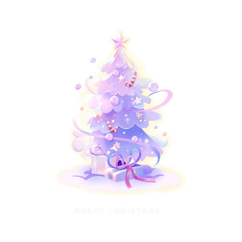 Purple Christmas Tree Electrostatic Stickers, Shop Window Display, Restaurant Decoration, Event Atmosphere, Glass Door Stickers