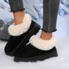Non Slip Thick Bottom Furry Snow Boots Women 2025 Winter Chunky Platform Wedge Heel Plush Ankle Boots Fluffy Fur Pearl Shoes