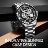 LOUIE JUELEN Automatic Skeleton Mechanical Watch Men's Business Watch Water-Resistant Luminous Men's Wristwatch