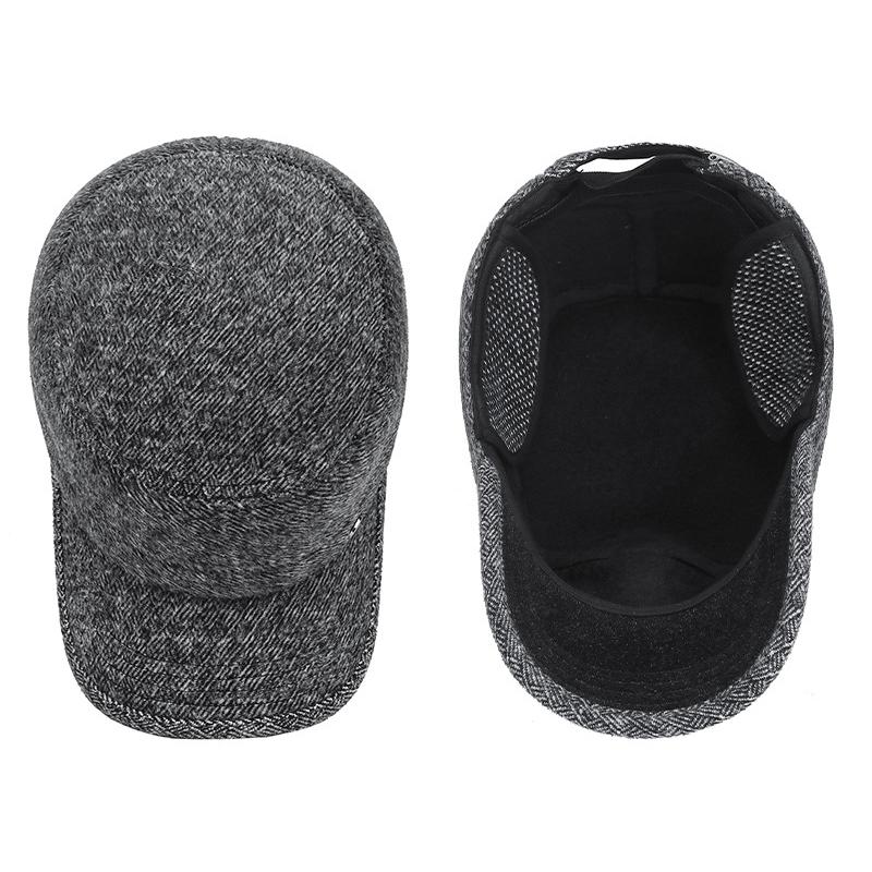 Zimní Pánská Venkovní Teplá Čepice Odolná Proti Chladu pro Středního a Staršího Muže Dědeček Tlustá Ochrana Uší Plochá Bavlněná Čepice