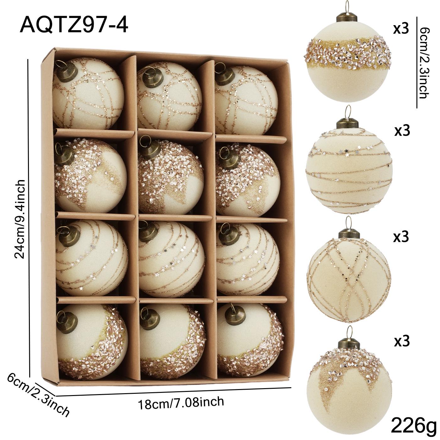 Luxury Flocked Gold Powder Christmas Tree Ornaments - 8CM/6CM Hanging Balls