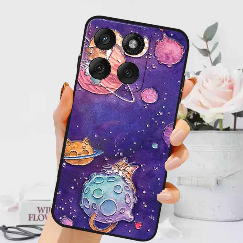 3D Emboss Cases For Edge 60 Fusion / Edge 60 Pro Relief Embossed Retro Silicone Back Cover For Edge 60 Stylus Black Funda 60 Pro