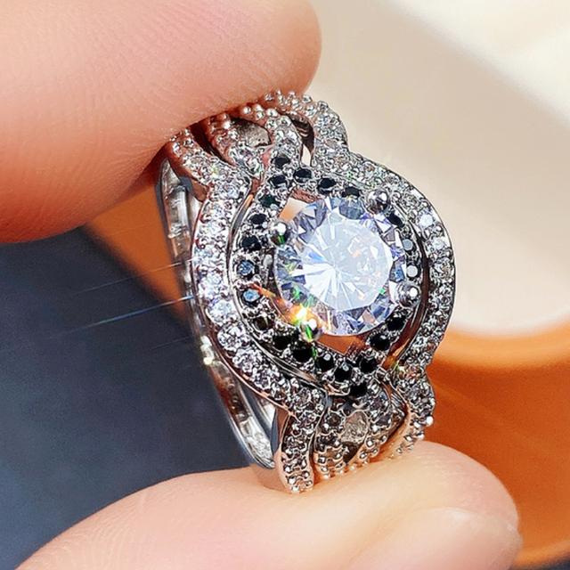 

3 шт./комплект модных аксессуаров кольца для женщин яркие белые и черные цирконии модный подарок нежные женские украшения для вечеринки 6