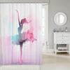 Ballet Dancer Shower Curtain Watercolor Dance Art Pink Purple Design Bathroom Decor Linen150X160