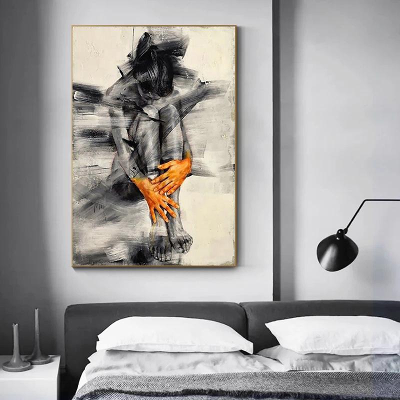 Abstrakte nackte Frau Figur Kunst Leinwand Gemälde Schwarz und Weiß Poster Drucke Wand Kunst Bilder für Wohnzimmer Dekor Cuadros