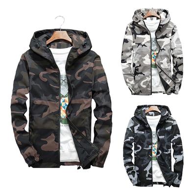 Udendørs Jakke Mænd Afslappet Hættetrøje Jakker Forår Camo Hætte Vindjakke Frakke Mandlig Ydertøj Streetwear