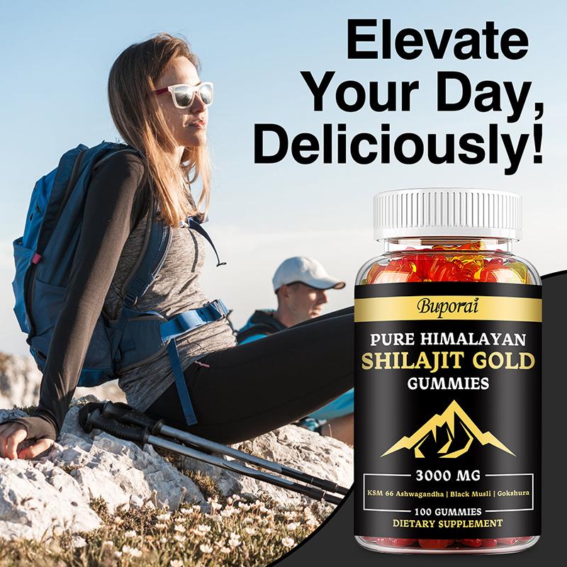 Pure Himalayan Shiraji Gummies, Rich In Fulvic Acid and Other Trace Elements, 3000 Mg Per Serving, Organic, Suitable for Both Men and Women.