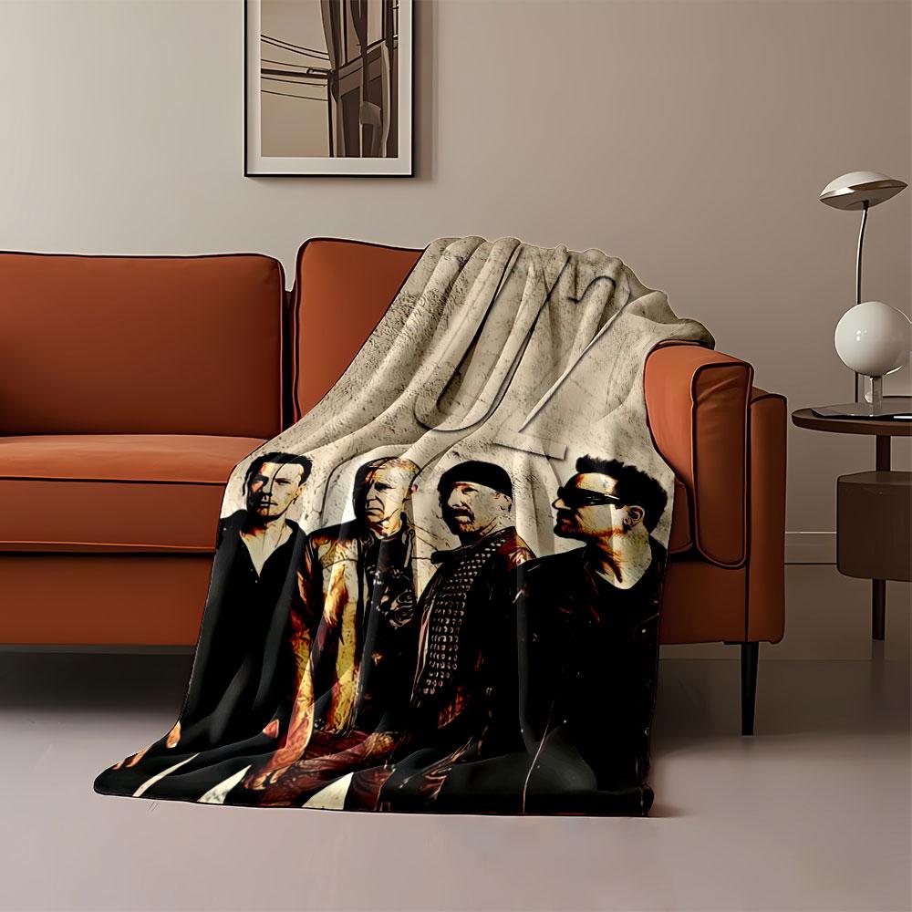 Coperta con design U2 per tutte le stagioni, coperta per la pausa pranzo, plaid, regalo