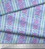 Soimoi Blue Japan Crepe Satin Fabric Aztec Geometric Print Fabric by the Metre 42 Inch