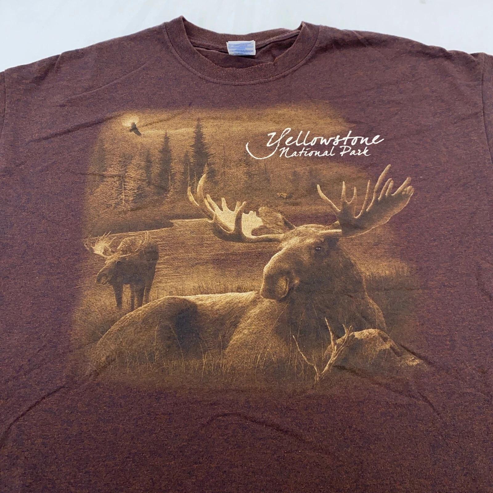 vintage YELLOWSTONE NATIONAL PARK MOOSE T-Shirt XL nature animal wildlife 3XL