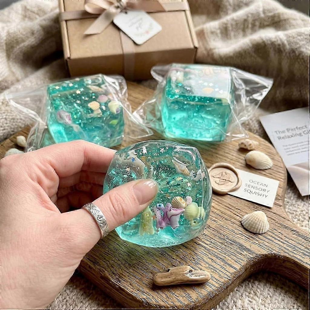 Ocean Seashell Ice Cube Squishy, Slow Rising Ice Cube Squeeze, Anxiety Relief, Stress Relief Sensory Cubes for Adults, Party Favors Birthday Gifts 5cm