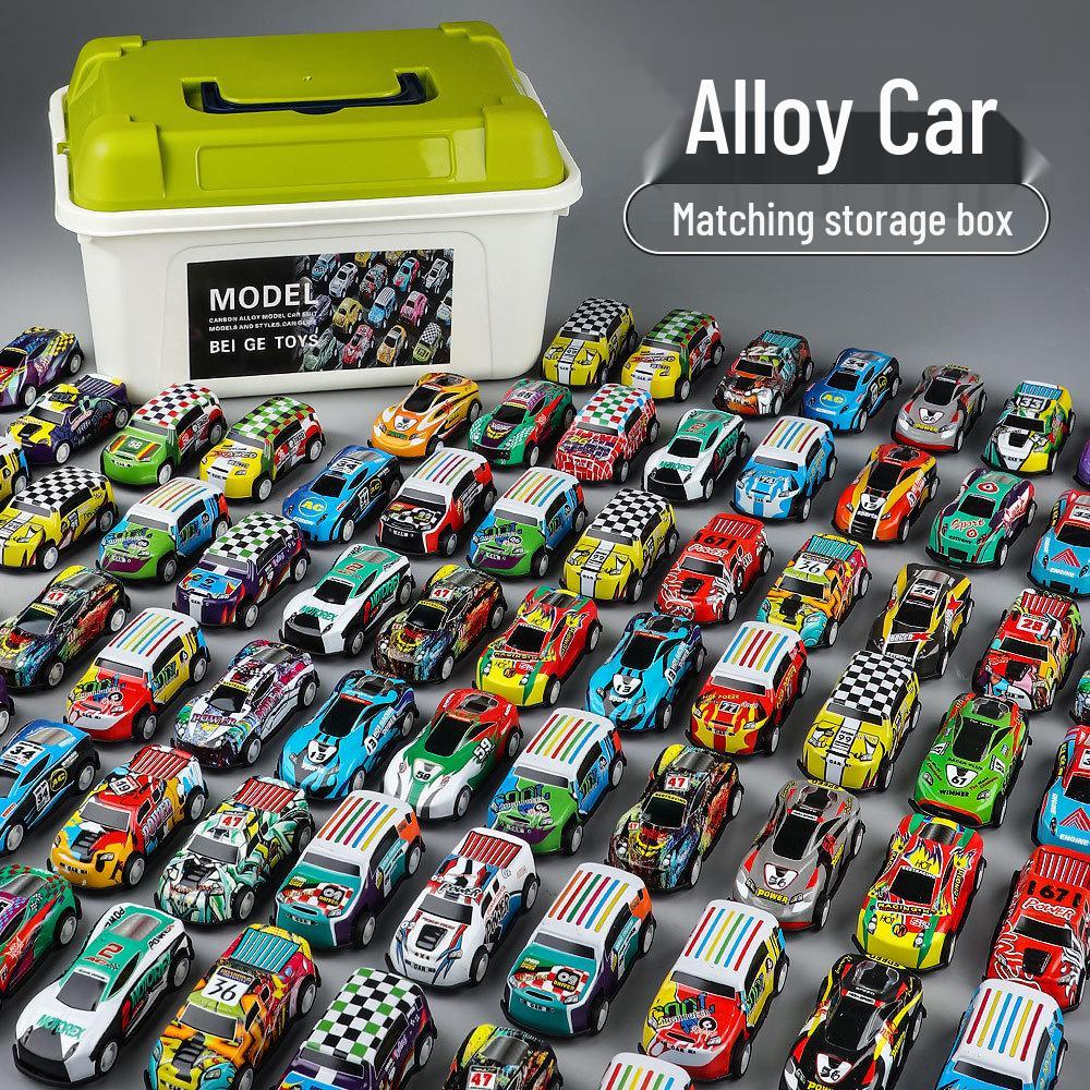 Children's Pull-Back Toy Car Set with Storage Bucket