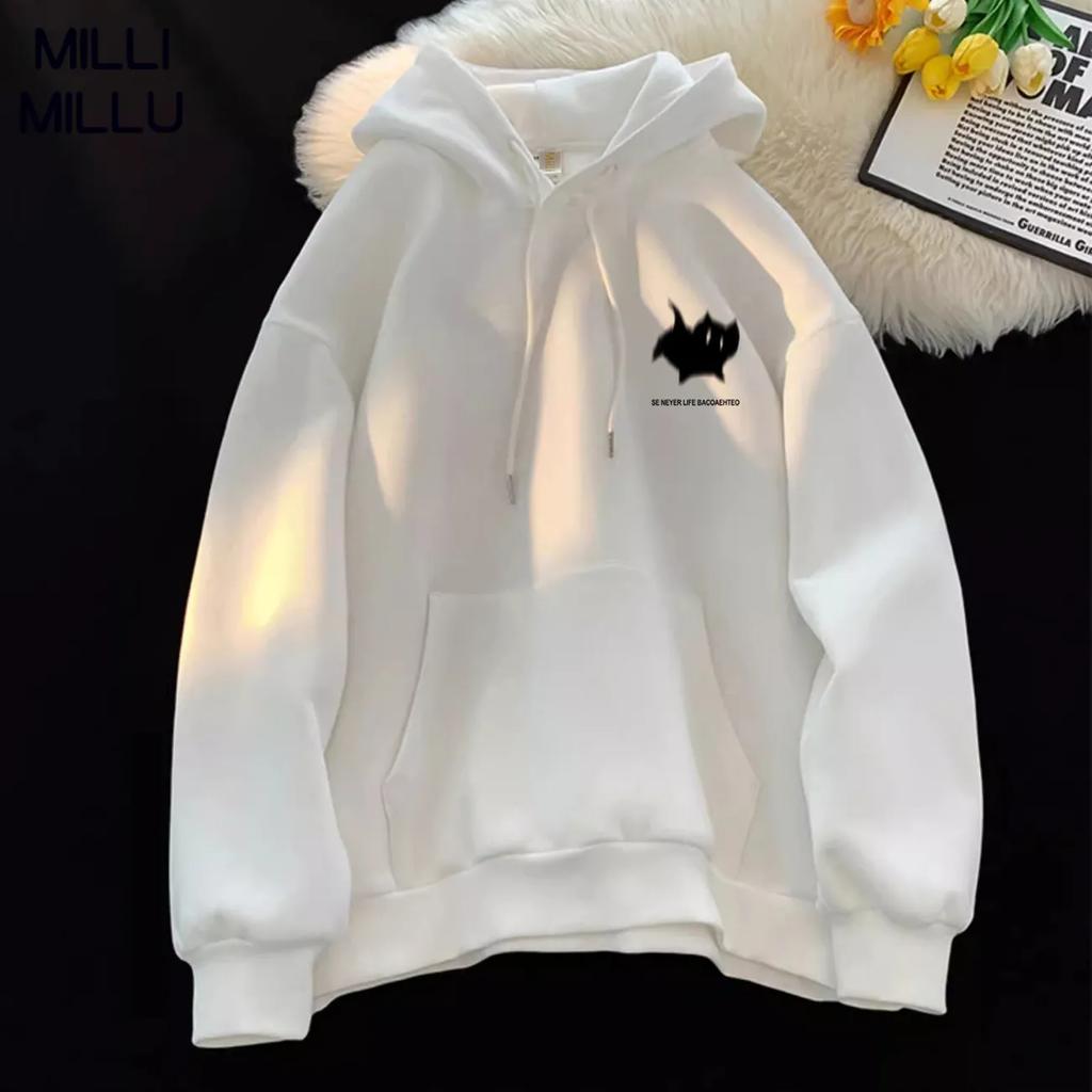 Hoodie Women's Trendy Brand Versatile Hong Kong Style High Street American Printed Top Autumn and Winter Coat