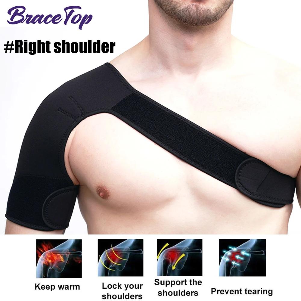 

Bracetop Sports Gym Регулируемая Поддержка Одного Плеча Бандаж для Спины Защитный Ремень Обертывание Лента Подушечки Черный Бандаж для Мужчин и Женщин M