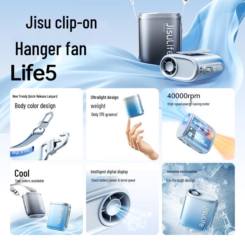 JISULIFE Life5 Portable Bladeless Neck and Waist Fan CN plug (adapter included)