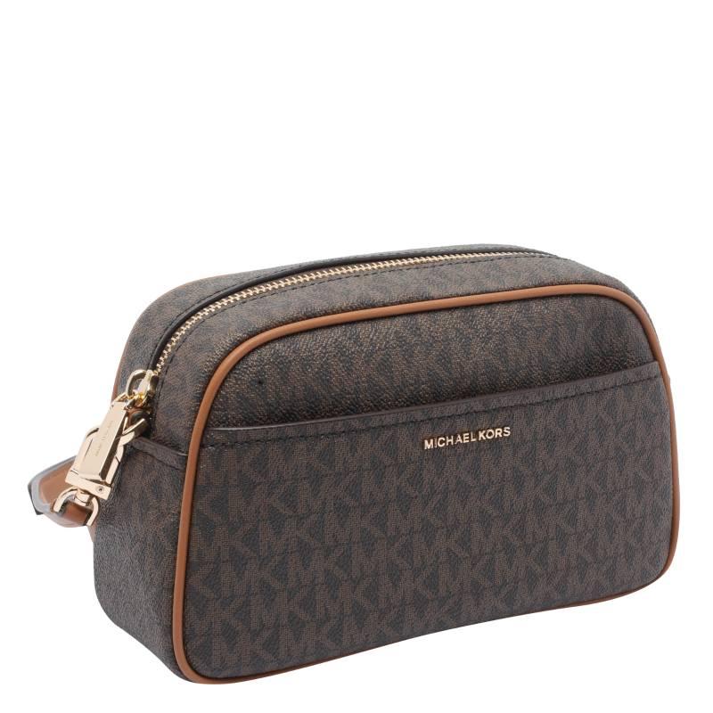 MICHAEL KORS Jet Set Logo Coated Canvas Crossbody Bag Small Women's Brown
