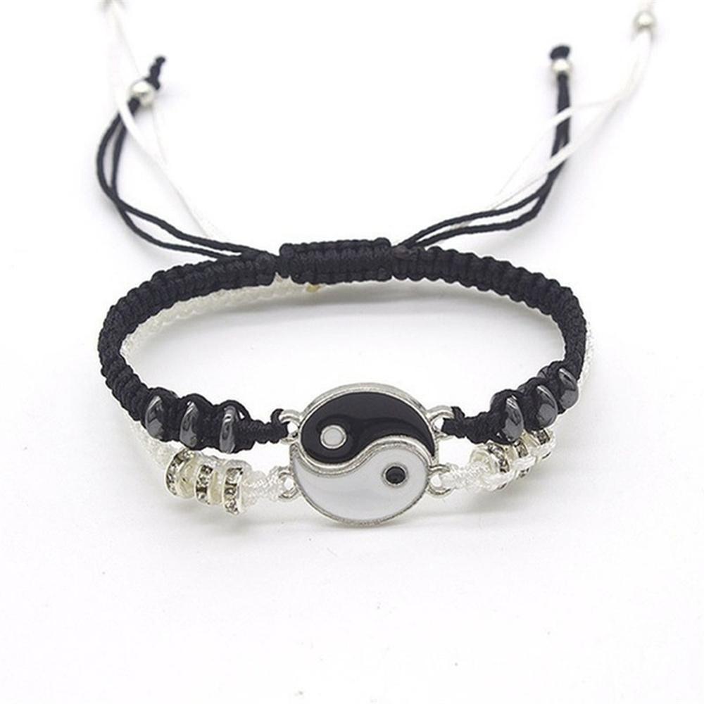 2022 New Best Friend Bracelets for 2 Matching Yin Yang Adjustable Cord Bracelet for Bff Friendship Relationship Boyfriend Girlfr