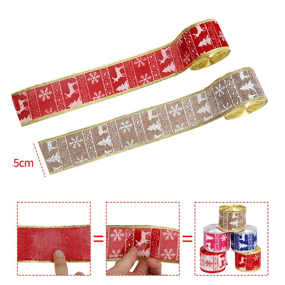 100 Yards Whimsical 5cm Christmas Ribbon With Colorful Prints For Packaging Gift