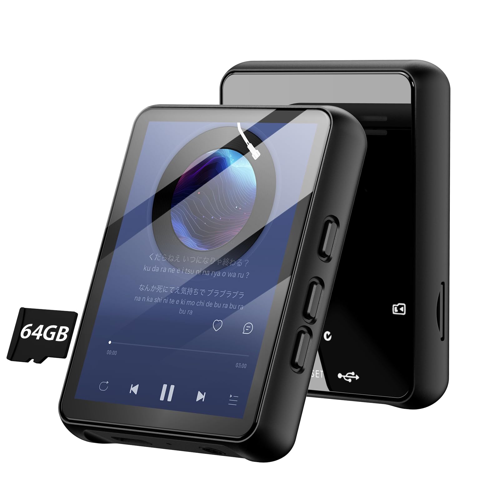 MP3 Player with Touchscreen and Bluetooth 64GB Music Metal Expandable to Easy to Compact and Photo FM and Recording Ideal for and Japanese Instruction