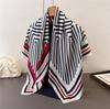 Simple Geometric Striped Satin Imitation Silk Printing Large Square Scarf Silk Scarf Shawl Headscarf Neck Protection Scarf Decorative Scarf
