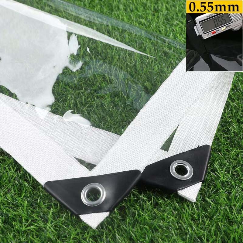 0.55mm Heavy Duty Clear PVC Tarpaulin Pergola Winter Insulation Film See Though Tarp Curtain Waterproof Garden Plants Raincover
